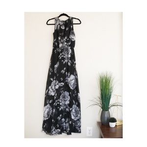 Black Floral Long Maxi Dress